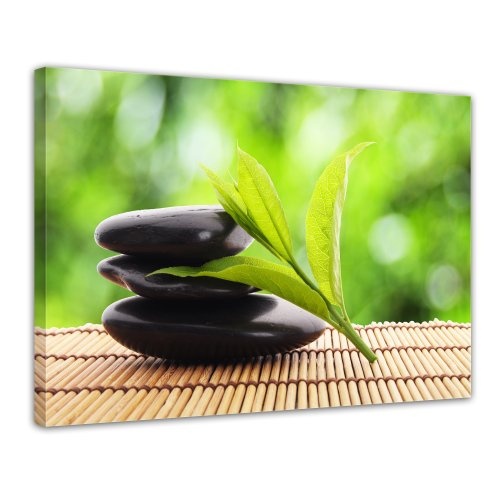Keilrahmenbild - Zen Steine V - Bild auf Leinwand - 120x90 cm 1 teilig - Leinwandbilder - Bilder als Leinwanddruck - Geist & Seele - Asien - Wellness