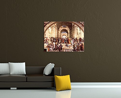 Keilrahmenbild Raffael Die Schule von Athen - 120x90cm quer - Alte Meister Berühmte Gemälde Leinwandbild Kunstdruck Bild auf Leinwand