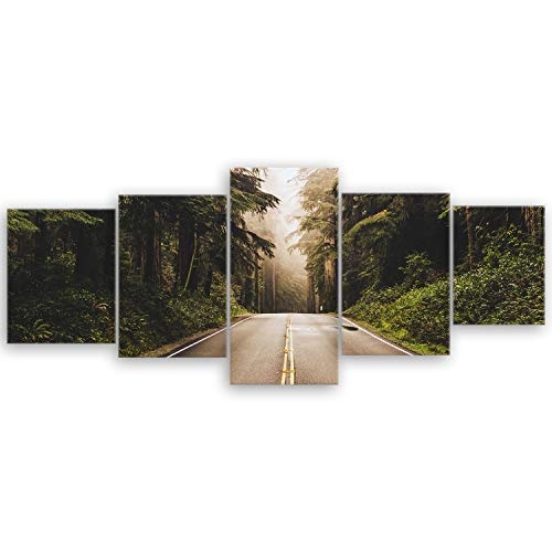 ge Bildet® hochwertiges Leinwandbild XXL - Redwood Highway in Nordkalifornien, USA - 200 x 80 cm mehrteilig (5 teilig) 2214 U