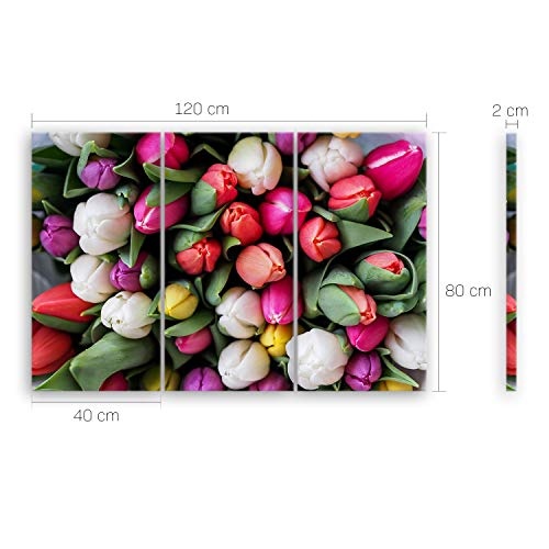 ge Bildet® hochwertiges Leinwandbild XXL - Tulpen 120 x 80 cm mehrteilig (3 teilig) 2268-B