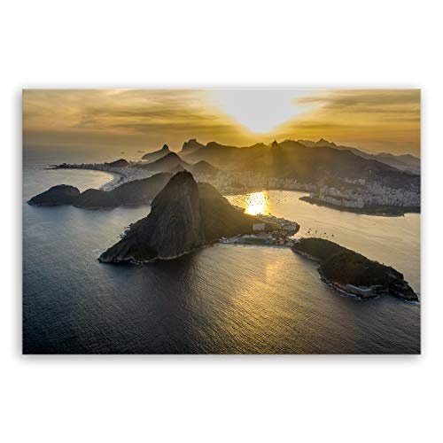 ge Bildet !!! SENSATIONSPREIS hochwertiges Leinwandbild - Sonnenuntergang in Rio de Janeiro Bild - Brasilien - 30 x 20 cm einteilig 1277