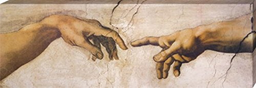 1art1 60429 Michelangelo Buonarroti - Die Erschaffung Adams, Detail, 1508-1512 Leinwandbild Auf Keilrahmen 150 x 50 cm