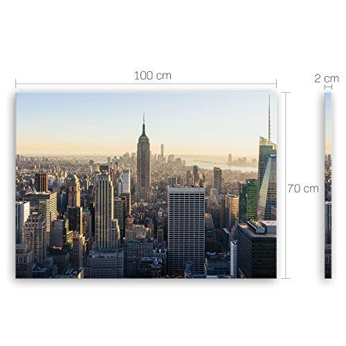 ge Bildet® hochwertiges Leinwandbild - New York City Skyline - 100 x 70 cm einteilig | Wanddeko Wandbild Wandbilder Bild auf Leinwand | 2257