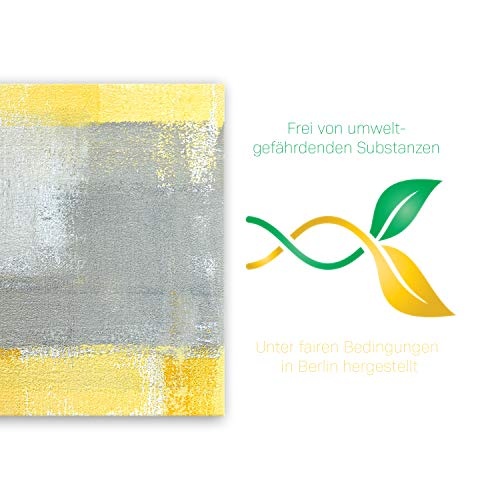 ge Bildet® hochwertiges Leinwandbild XXL Abstrakte Kunstwerke - Grey and Yellow II - abstrakt grau Gelb Weiß - 100 x 70 cm einteilig XXL 2205 D