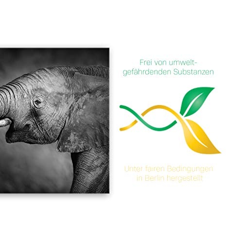 ge Bildet® hochwertiges Leinwandbild XXL - Elefanten - schwarz weiß - 120 x 80 cm einteilig 1084