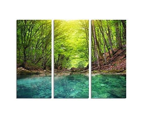 130x90cm - Keilrahmenbild Flusslauf Wald naturbelassen...