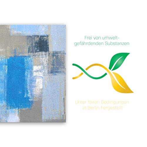 ge Bildet® hochwertiges Leinwandbild XXL Abstrakte Kunstwerke - Blue and Grey - abstrakt Blau Grau Weiß - 100 x 70 cm einteilig XXL 2205 B