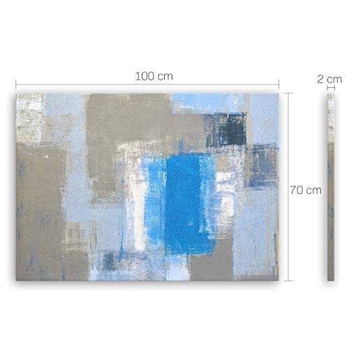 ge Bildet® hochwertiges Leinwandbild XXL Abstrakte Kunstwerke - Blue and Grey - abstrakt Blau Grau Weiß - 100 x 70 cm einteilig XXL 2205 B