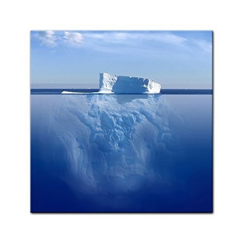 Keilrahmenbild - Eisberg - Bild auf Leinwand - 80x80 cm einteilig - Leinwandbilder - Landschaften - Arktis - Eisbergspitze - tiefes, blaues Meer
