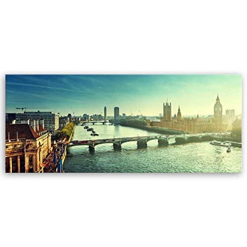 ge Bildet® hochwertiges Panorama Leinwandbild - Westminster in London - UK - 100 x 40 cm einteilig 2211 I