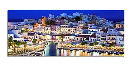 Leinwandbilder 1Tlg 100x40cm Kreta Griechenland blau...