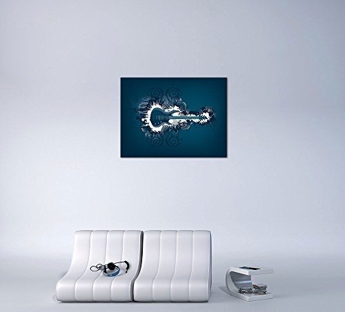 Keilrahmenbild - E-Gitarre Illustration - blau - Bild auf Leinwand 120 x 90 cm - Leinwandbilder - Bilder als Leinwanddruck - Urban & Graphic - Illustration - Musikinstrument - Gitarre