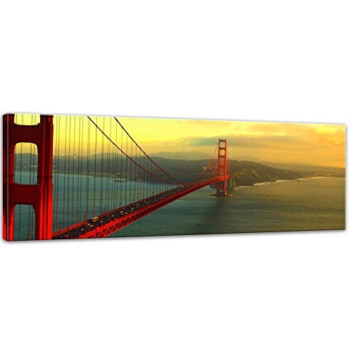 Keilrahmenbild - Golden Gate Bridge - San Francisco II - Bild auf Leinwand - 120 x 40 cm - Leinwandbilder - Bilder als Leinwanddruck - Städte & Kulturen - Amerika - USA - Brücke in Kalifornien