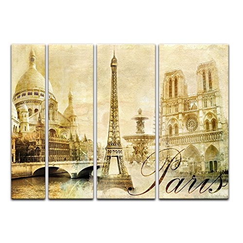 Keilrahmenbild - Paris - Bild auf Leinwand - 180 x 120 cm 4tlg - Leinwandbilder - Bilder als Leinwanddruck - Städte & Kulturen - Europa - Frankreich - Collage
