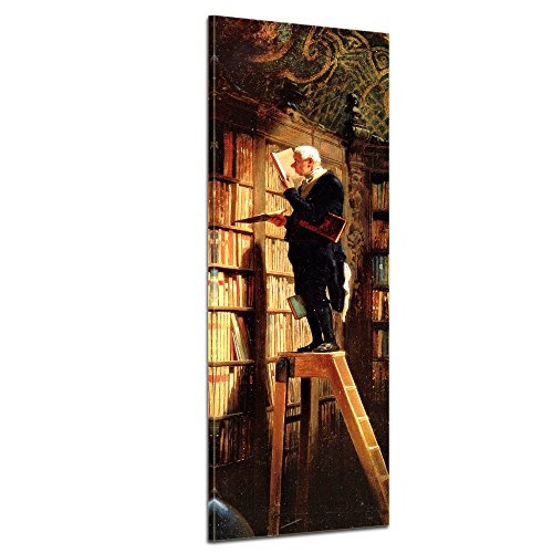 Keilrahmenbild Carl Spitzweg Der Bücherwurm - 30x90cm hochkant - Alte Meister Berühmte Gemälde Leinwandbild Kunstdruck Bild auf Leinwand