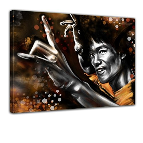 Keilrahmenbild - Bruce Lee - gelb - Bild auf Leinwand - 120x90 cm 1 teilig - Leinwandbilder - Urban & Graphic - Hollywood - China - Schauspieler - Kung Fu