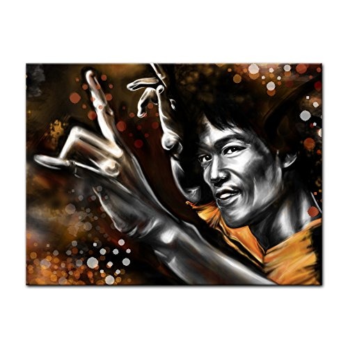 Keilrahmenbild - Bruce Lee - gelb - Bild auf Leinwand - 120x90 cm 1 teilig - Leinwandbilder - Urban & Graphic - Hollywood - China - Schauspieler - Kung Fu