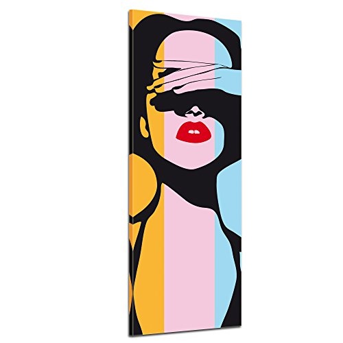 Keilrahmenbild - Retro Frau Pop Art Stil - Bild auf Leinwand - 50x160 cm - Leinwandbilder - Urban & Graphic - Andy Warhol - Kunst - farbig - bunt