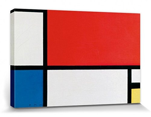 1art1 97650 Piet Mondrian - Komposition II In Rot, Blau, Gelb, 1930 Leinwandbild Auf Keilrahmen 120 x 80 cm