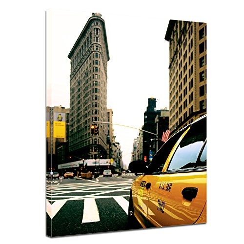 Keilrahmenbild - Yellow Cab - New York USA - Bild auf Leinwand - 90 x 120 cm - Leinwandbilder - Bilder als Leinwanddruck - Städte & Kulturen - Amerika - USA - Taxi in New York