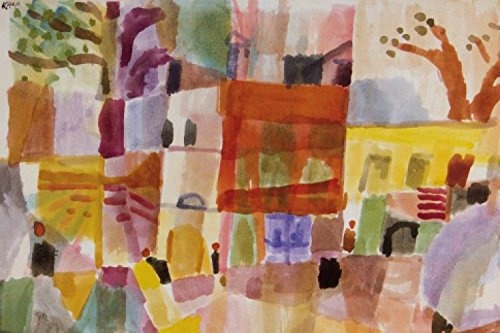 1art1 67387 Paul Klee - Rote Und Gelbe Häuser In Tunis, 1914 Poster Leinwandbild Auf Keilrahmen 120 x 80 cm