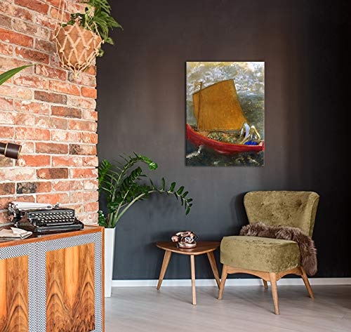 Keilrahmenbild Odilon Redon Gelbes Segel - 90x120cm hochkant - Leinwandbild Bild auf Leinwand Gemälde