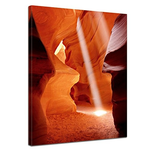 Keilrahmenbild - Antelope Canyon I - Bild auf Leinwand - 90x120 cm 1 teilig - Leinwandbilder - Bilder als Leinwanddruck - Landschaften - Amerika - USA - rot orange - Colorado Plateau