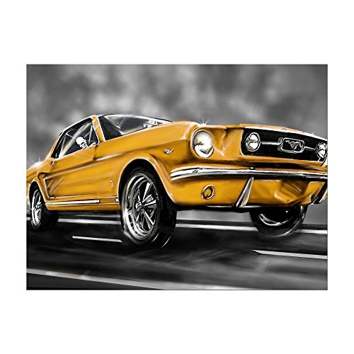 Keilrahmenbild - Mustang Graphic - gelb - Bild auf...