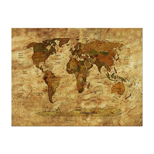 Keilrahmenbild - Weltkarte Retro II farbig - Bild auf Leinwand - 120x90 cm 1 teilig - Leinwandbilder - Urban & Graphic - Erde - grafische Darstellung - detailliert - einmalig