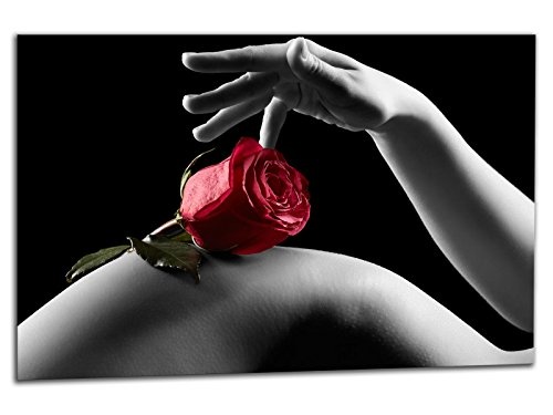 kunst-discounter Leinwandbild auf Keilrahmen A05223 Erotic & Flowers ROT Deko 150 x 100 cm