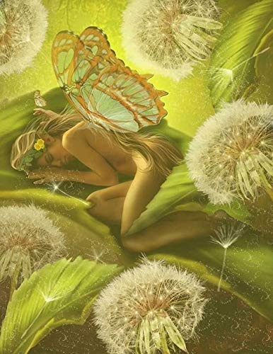 Rahmen-Kunst Keilrahmen-Bild - Babette: Nature Fairy Leinwandbild Elfe Frau Natur Fantasy Pusteblume grün