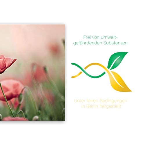 ge Bildet® hochwertiges Leinwandbild Pflanzen Bilder - Mohnblumenfeld - Blumen Natur Wiese rot rosa - 40 x 30 cm einteilig 2207 N