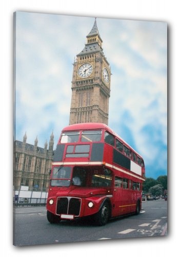 Wandbild Fotodruck Keilrahmen Bild London Big Ben roter Bus England 60x80 cm