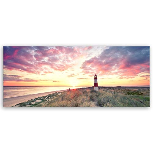 ge Bildet® hochwertiges Leinwandbild XXL Panorama - Leuchtturm auf Sylt - 120 x 50 cm einteilig 1286