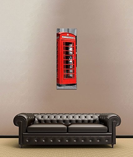 Keilrahmenbild - Rote Telefonzelle in London - Bild auf Leinwand - 40 x 120 cm - Leinwandbilder - Bilder als Leinwanddruck - Städte & Kulturen - Europa - England - Klassiker
