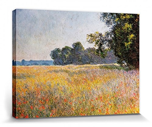1art1 112357 Claude Monet - Haferfeld Mit Mohnblumen, 1890 Poster Leinwandbild Auf Keilrahmen 40 x 30 cm