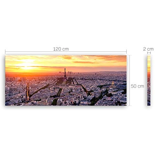 ge Bildet® hochwertiges Panorama Leinwandbild - View of Paris - Frankreich - 120x50 cm einteilig 2211 B
