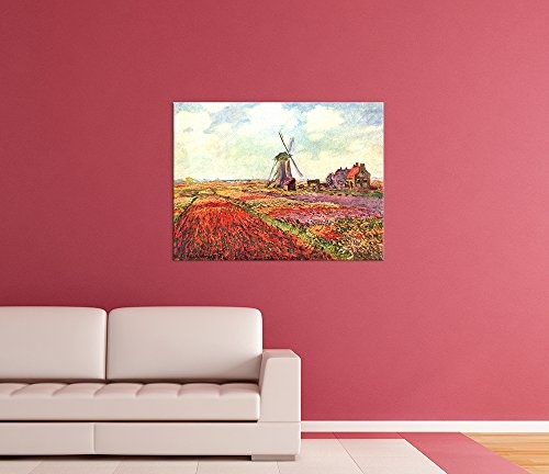 Keilrahmenbild Claude Monet Tulpen von Holland - 120x90cm quer - Alte Meister Berühmte Gemälde Leinwandbild Kunstdruck Bild auf Leinwand
