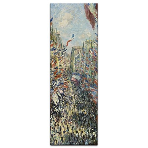 Keilrahmenbild Claude Monet Die Rue Montorgueil in Paris, Feier Juni 30-50x160cm hochkant - Alte Meister Berühmte Gemälde Leinwandbild Kunstdruck Bild auf Leinwand