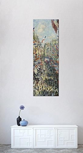 Keilrahmenbild Claude Monet Die Rue Montorgueil in Paris, Feier Juni 30-50x160cm hochkant - Alte Meister Berühmte Gemälde Leinwandbild Kunstdruck Bild auf Leinwand