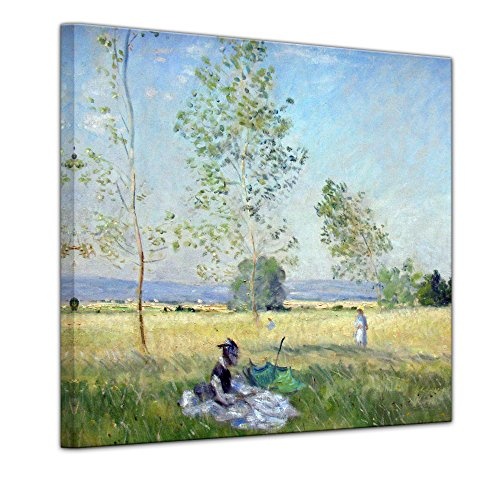 Keilrahmenbild Claude Monet Sommer - 80x80cm Quadrat - Alte Meister Berühmte Gemälde Leinwandbild Kunstdruck Bild auf Leinwand