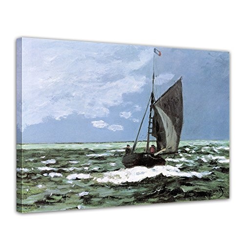 Keilrahmenbild Claude Monet Stürmische See - 120x90cm quer - Alte Meister Berühmte Gemälde Leinwandbild Kunstdruck Bild auf Leinwand