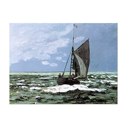 Keilrahmenbild Claude Monet Stürmische See - 120x90cm quer - Alte Meister Berühmte Gemälde Leinwandbild Kunstdruck Bild auf Leinwand