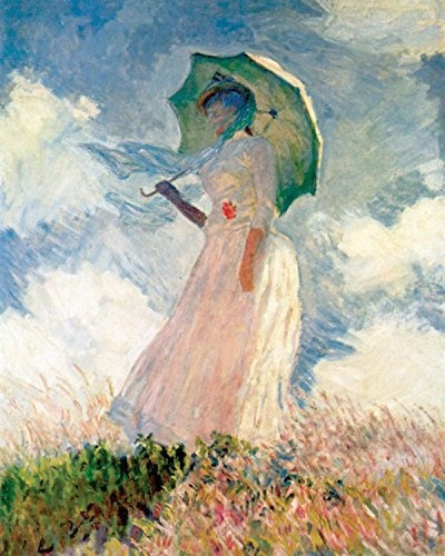 1art1 56256 Claude Monet - Frau Mit Sonnenschirm 1886 Poster Leinwandbild Auf Keilrahmen 50 x 40 cm