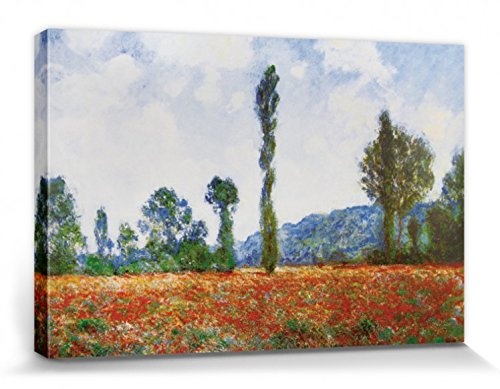 1art1 85550 Claude Monet - Mohnblumenfeld In Giverny, 1890 Poster Leinwandbild Auf Keilrahmen 120 x 80 cm