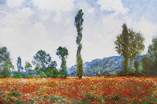 1art1 85550 Claude Monet - Mohnblumenfeld In Giverny, 1890 Poster Leinwandbild Auf Keilrahmen 120 x 80 cm