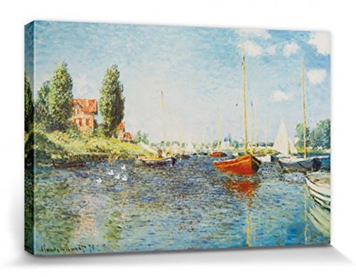 1art1 82141 Claude Monet - Rote Boote Bei Argenteuil, 1875 Poster Leinwandbild Auf Keilrahmen 120 x 80 cm