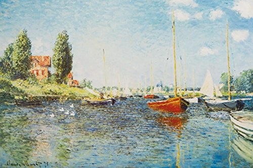 1art1 82141 Claude Monet - Rote Boote Bei Argenteuil, 1875 Poster Leinwandbild Auf Keilrahmen 120 x 80 cm