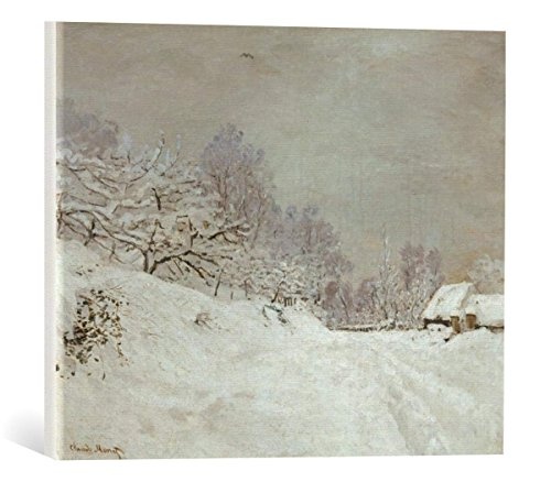 kunst für alle Leinwandbild: Claude Monet Environs de Honfleur Neige La Route Devant la Ferme Saint-Siméon l Hiver - hochwertiger Druck, Leinwand auf Keilrahmen, Bild fertig zum Aufhängen, 50x40 cm