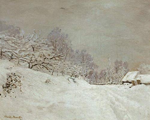 kunst für alle Leinwandbild: Claude Monet Environs de Honfleur Neige La Route Devant la Ferme Saint-Siméon l Hiver - hochwertiger Druck, Leinwand auf Keilrahmen, Bild fertig zum Aufhängen, 50x40 cm